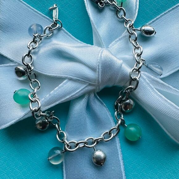 RARE Tiffany & Co Chrysoprase, Moonstone, Bead Bracelet, 6.9" - Picture 5 of 12